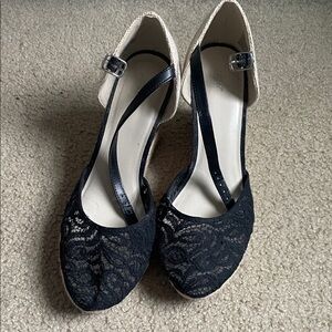 Apt. 9 Black Lace Heels with Cream Accents